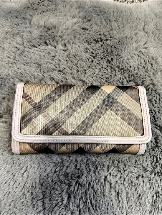 Burberry Handbags - Burberry House Check Continental Wallet Plaid Gray & Brown